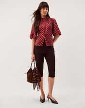 Claire Puff Sleeve Polka Dot Shirt, Red (BERRY), large