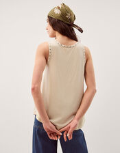 Sabia Stud Jersey Cami Top, Natural (NATURAL), large