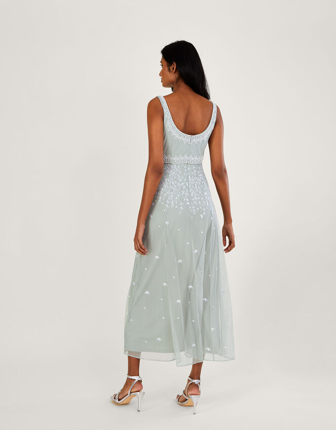 Eugiene Embroidered Shorter Length Maxi Dress, Green (SAGE), large