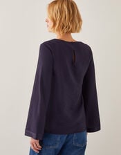 Fearne Long Sleeve Floral Top, Blue (NAVY), large