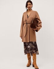 Saskia Tie Front Cardigan, Camel (CAMEL), large