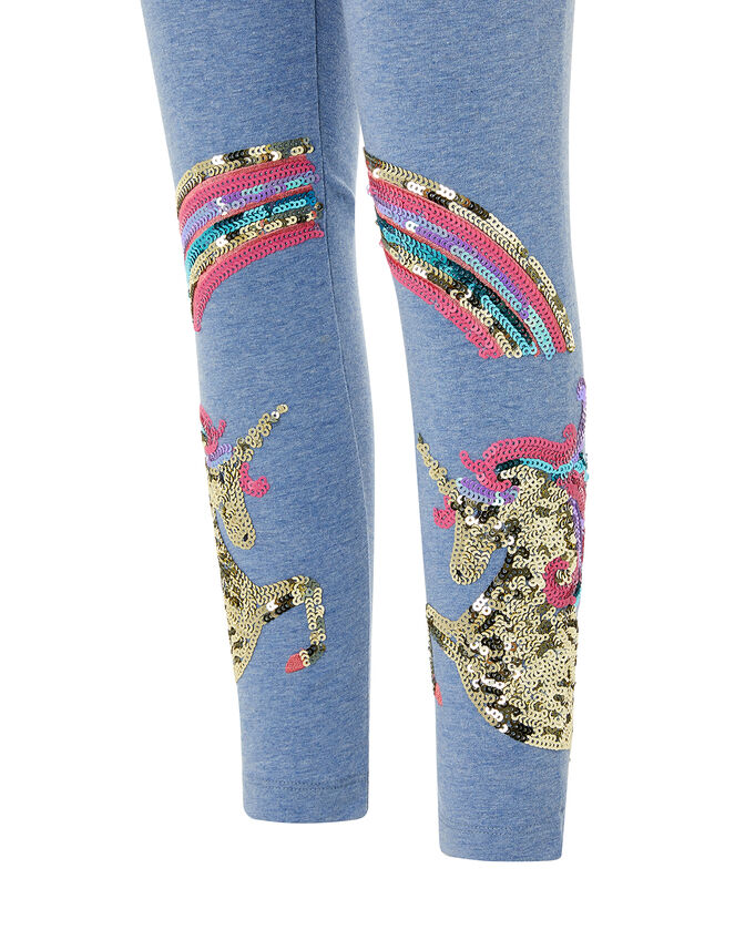 Rainbow Unicorn Leggings in Organic Cotton, Blue (BLUE), large