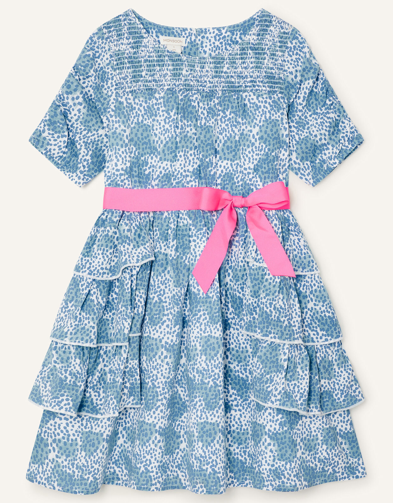 Splodge Printed Frill Midi Dress Blue Girls Dresses Monsoon Global