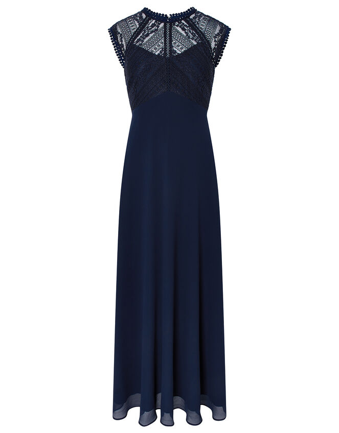 Lolita Maxi Dress with Lace Bodice, Blue (NAVY), large