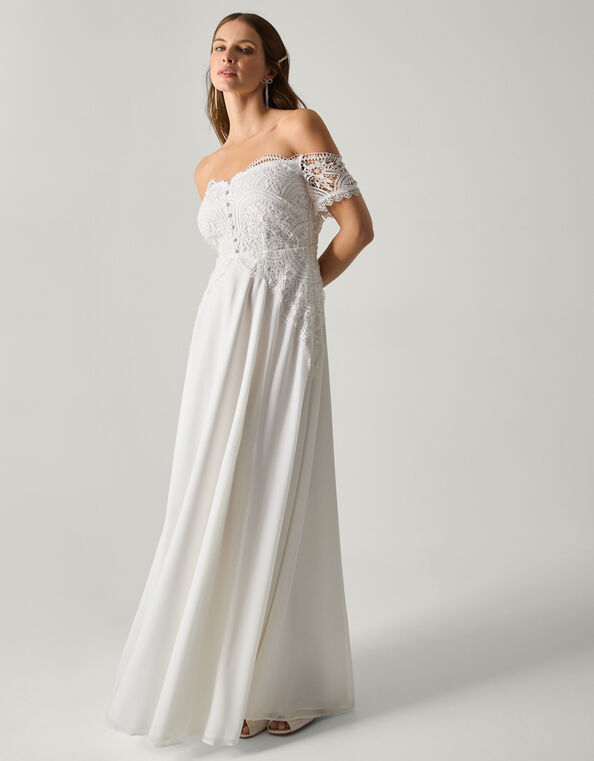 Maddie Off-Shoulder Bridal Dress, Ivory (IVORY), large