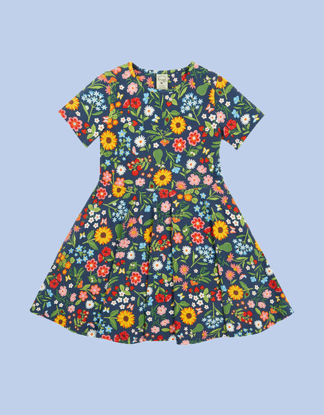 Frugi Sunshine Skater Dress, Blue (NAVY), large