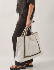 Nia Stripe Strap Tote Bag, Ivory (IVORY), large