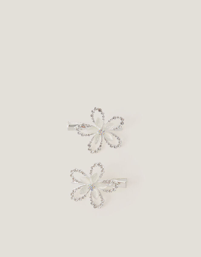 2-Pack Diamant&eacute; Flower Hair Clips, , large
