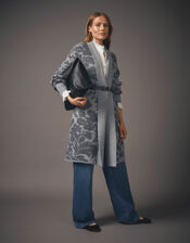Pip Floral Pattern Coatigan, Grey (CHARCOAL), large
