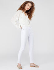 Iris Skinny Jeans with Organic Cotton and Recycled Polyester, White (WHITE), large