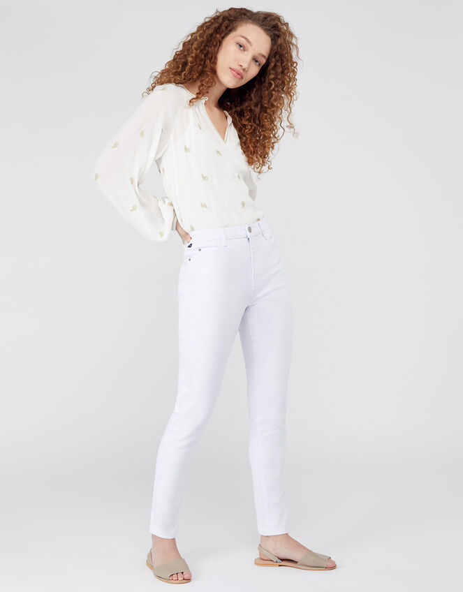 Iris Skinny Jeans with Organic Cotton and Recycled Polyester, White (WHITE), large