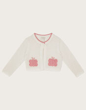 Baby Crochet Butterfly Cardigan, Ivory (IVORY), large