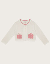 Baby Crochet Butterfly Cardigan, Ivory (IVORY), large