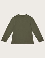 Crocodile Print Long Sleeve Top, Green (KHAKI), large