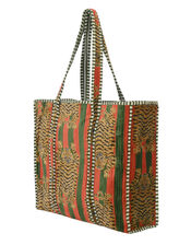 Conscious Yoga Collective Velvet Leopard Print Tote, Green (GREEN), large