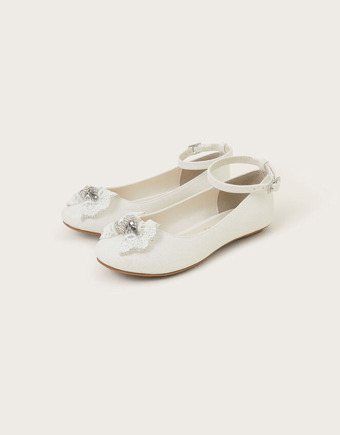 Polly Bow Ballet Flats, Ivory (IVORY), large