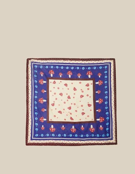Harlow Mushroom Print Square Silk Scarf, , large