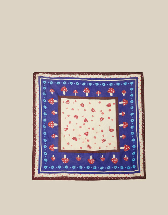 Harlow Mushroom Print Square Silk Scarf, , large