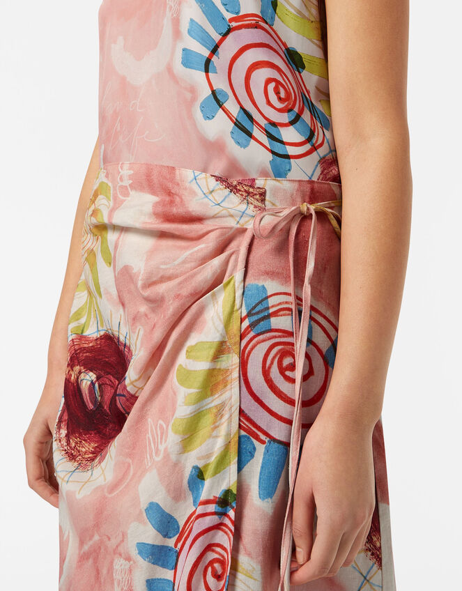Abstract Print Midi Wrap Skirt, Pink (PINK), large