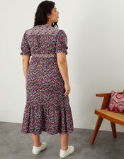 Contrast Wrap Print Jersey Dress , Multi (MULTI), large