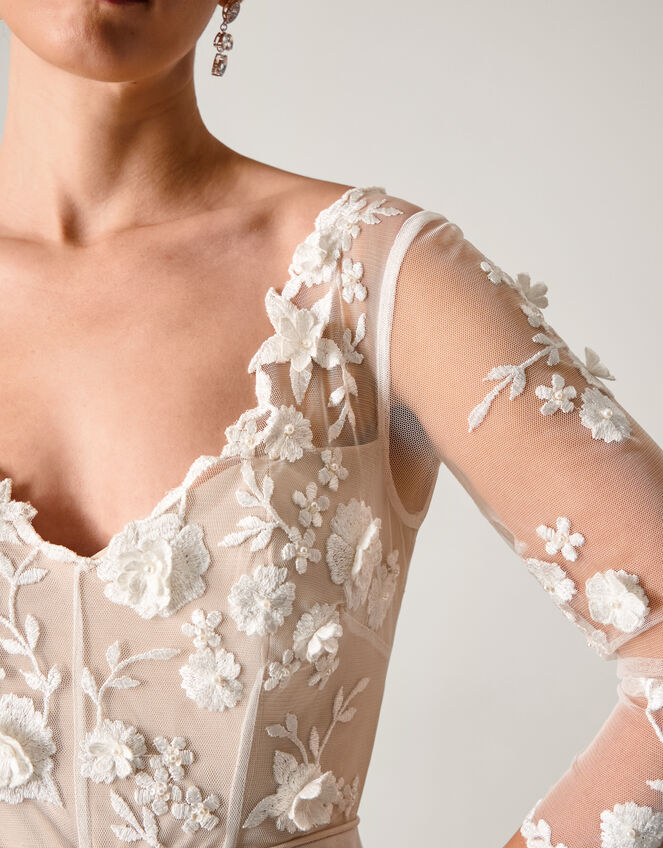 Lucy Embroidered Floral Maxi Wedding Dress, Ivory (IVORY), large