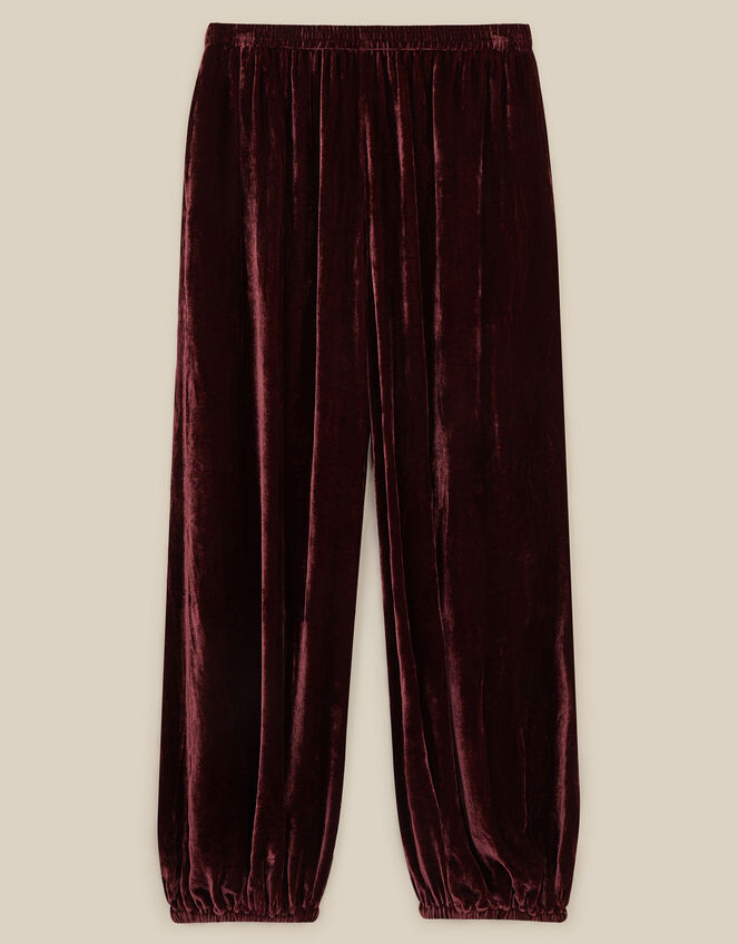 East Nyla Velvet Balloon Trousers, Red (WINE), large