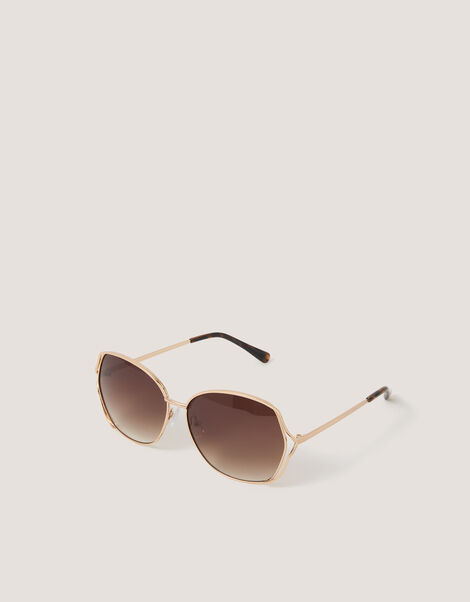 Oversized Metal Sunglasses, , large