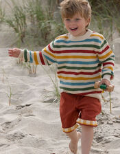 Little Green Radicals Rainbow Stripe Snuggly Knit Jumper, Multi (MULTI), large