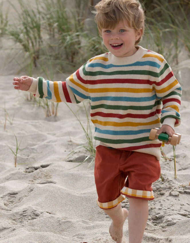 Little Green Radicals Rainbow Stripe Snuggly Knit Jumper, Multi (MULTI), large