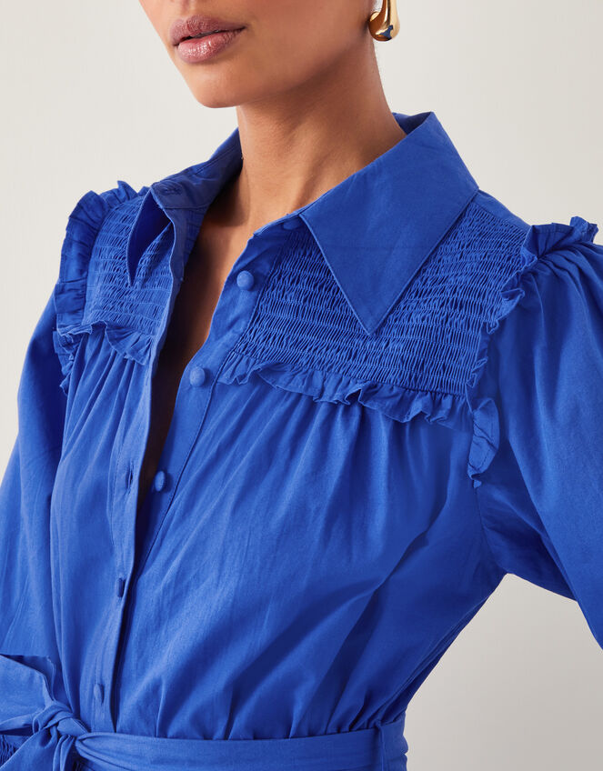 Jules Broderie Midi Shirt Dress, Blue (BLUE), large
