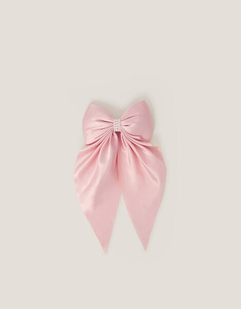 Satin Bow Bridesmaid Hair Clip, Pink (PINK), large