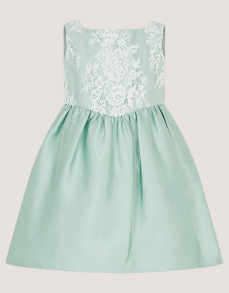 Baby Juno Lace Satin Dress, Green (SAGE), large