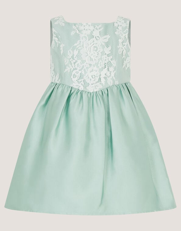 Baby Juno Lace Satin Dress, Green (SAGE), large