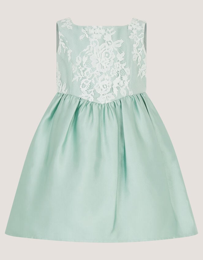 Baby Juno Lace Satin Dress, Green (SAGE), large