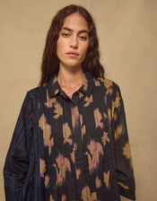 East Hannah Blurred Floral Midi Shirt Dress, Teal (TEAL), large