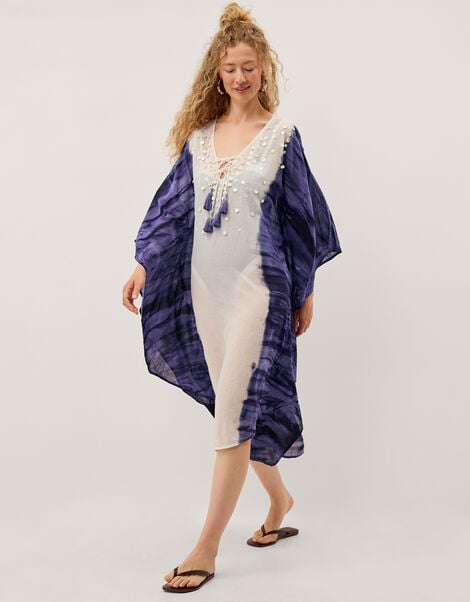 Elise Embellished Dip Dye Midi Kaftan, Blue (BLUE), large
