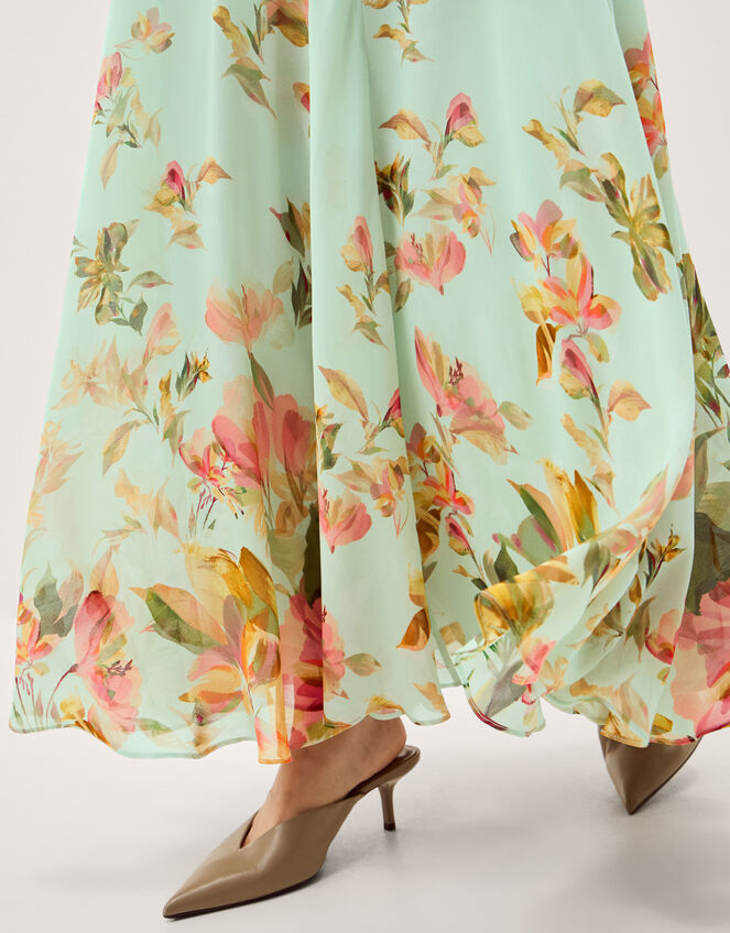 Aimee Floral Print Ruffle Maxi Dress, Green (SAGE), large