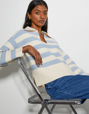 Shay Stripe Collar Jumper, Blue (PALE BLUE), large
