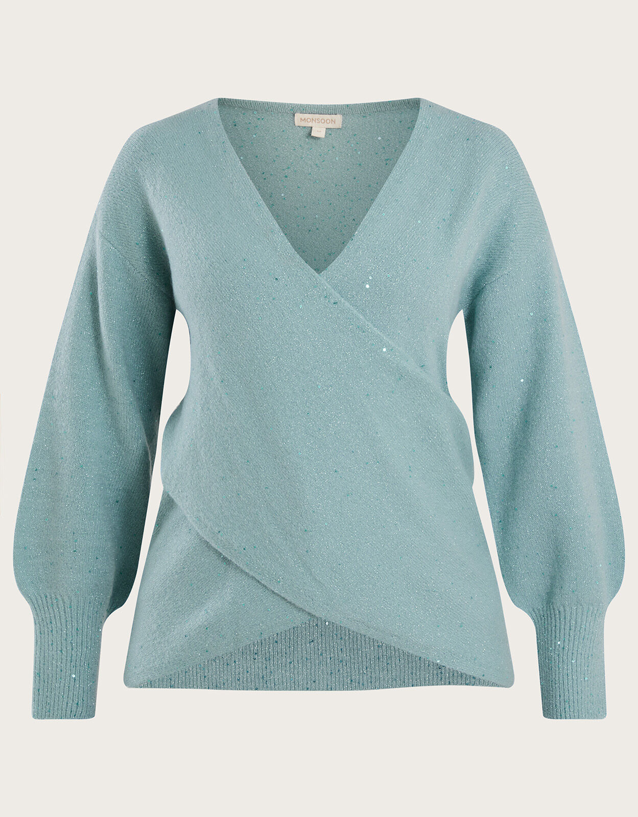 Sequin Ballet Wrap Sweater Blue