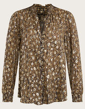 Zeta Animal Print Blouse, Camel (CAMEL), large