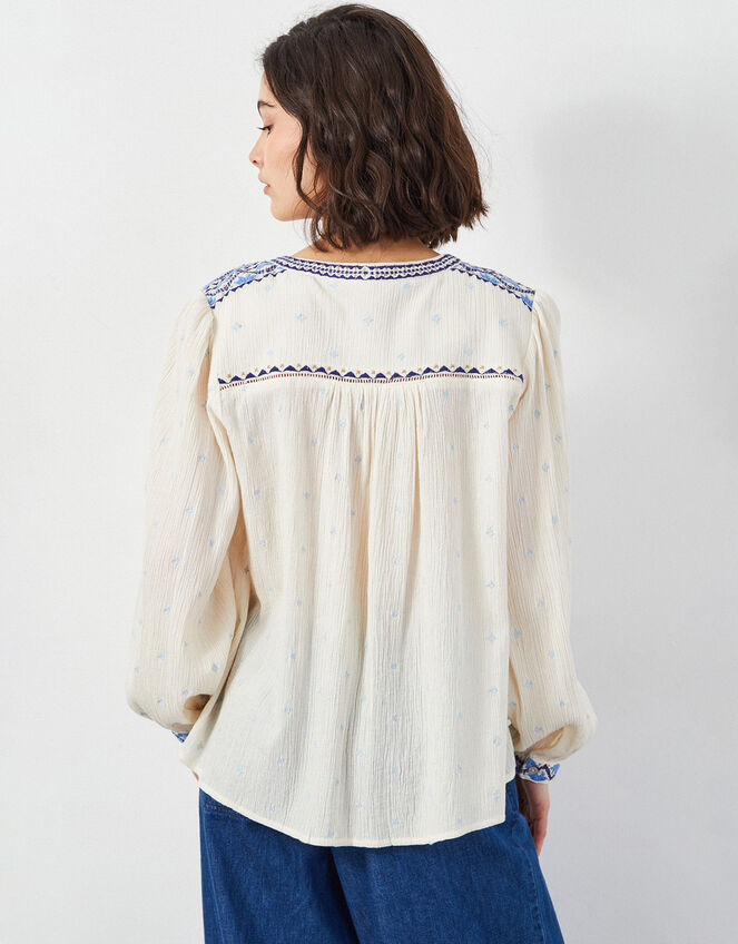 East Aria Embroidered Crinkle Blouse, Ivory (IVORY), large