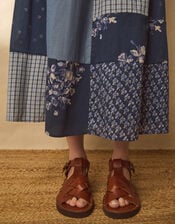East Milly Floral Patchwork Midi Skirt, Blue (BLUE), large