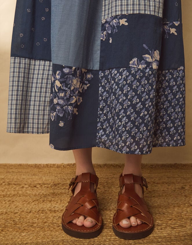 East Milly Floral Patchwork Midi Skirt, Blue (BLUE), large