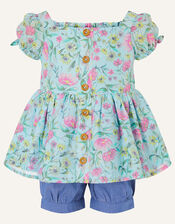 Baby Floral Top and Shorts Set, Green (GREEN), large