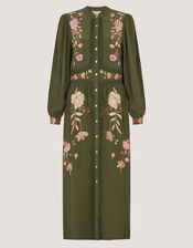 Amelie Floral Embroidered Midi Dress, Green (DARK GREEN), large