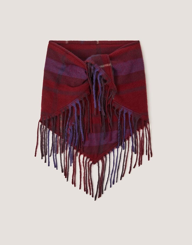 Beatrice Check Knit Triangle Scarf, , large