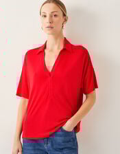 Cara Collar Jersey T-Shirt, Red (RED), large