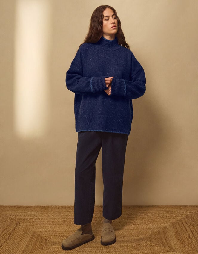 East Rana Funnel Neck Jumper, Blue (NAVY), large