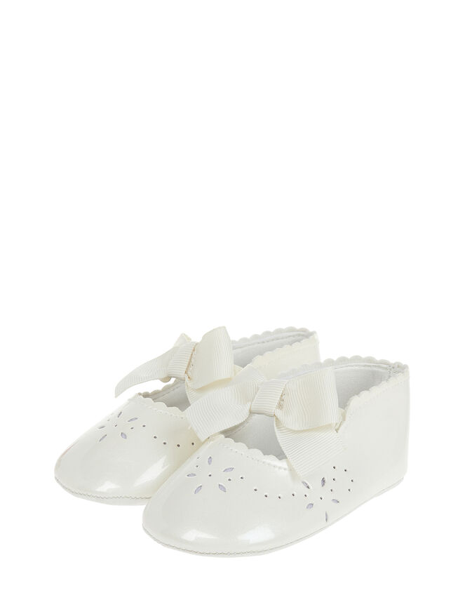 Baby Floral Patent Booties, Ivory (IVORY), large