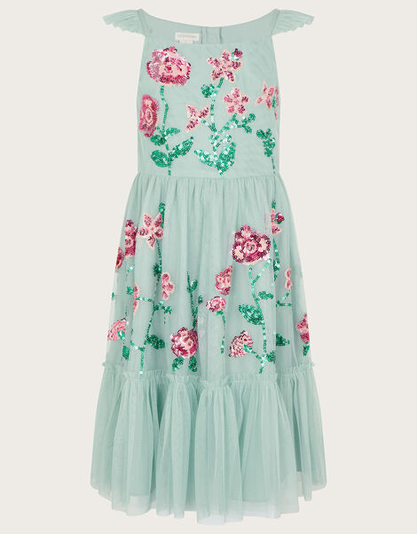 Petal Embellished Sequin Maxi Dress, Green (GREEN), large